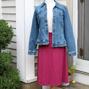 Eddie Bauer Pink Fold Over Waistband Poly Knit A-Line Athleisure Skirt Sz MEDIUM